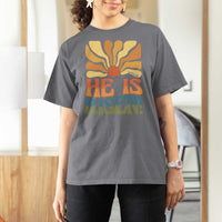Retro Easter T Shirt For Women Jesus He is Risen Matthew 28:6 Bible Verse Kids - Wonder Print Shop
