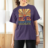 Retro Easter T Shirt For Women Jesus He is Risen Matthew 28:6 Bible Verse Kids - Wonder Print Shop