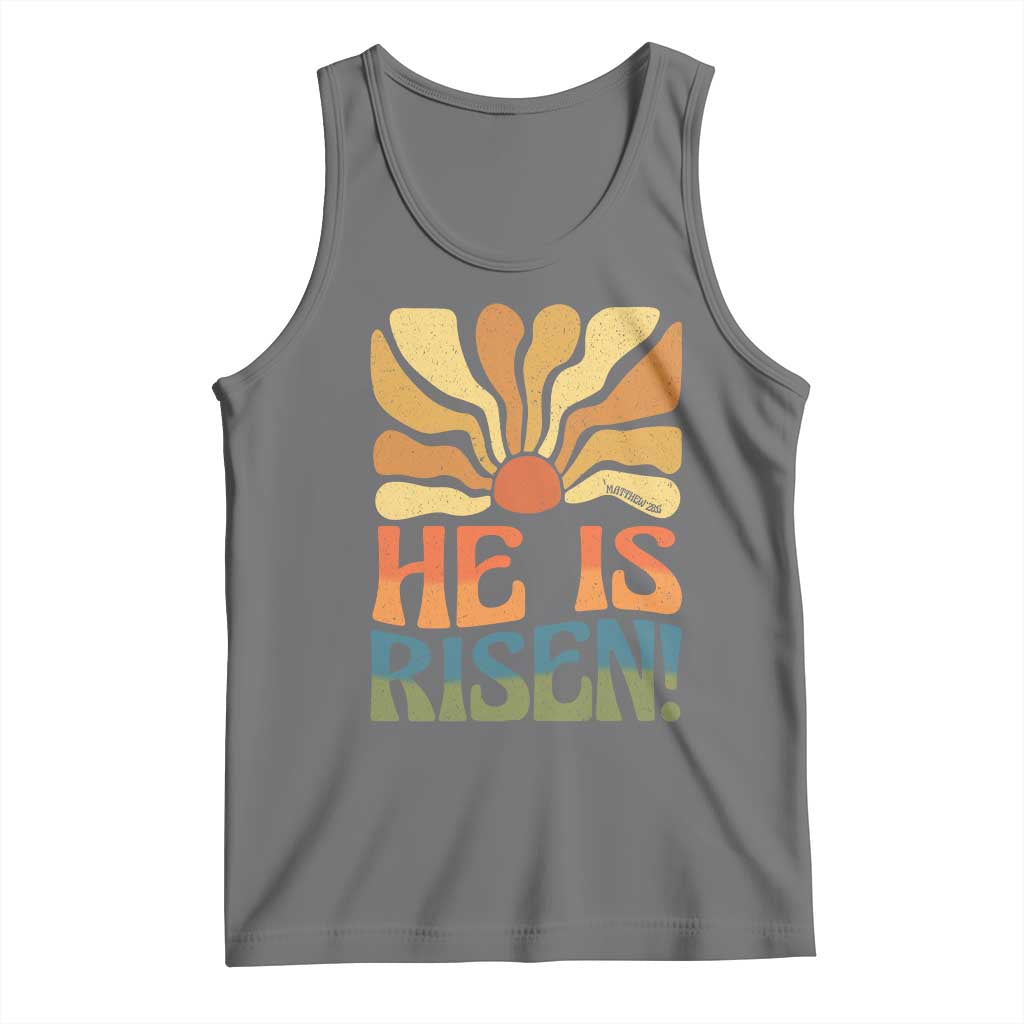 Retro Easter Tank Top Jesus He is Risen Matthew 28:6 Bible Verse Kids - Wonder Print Shop