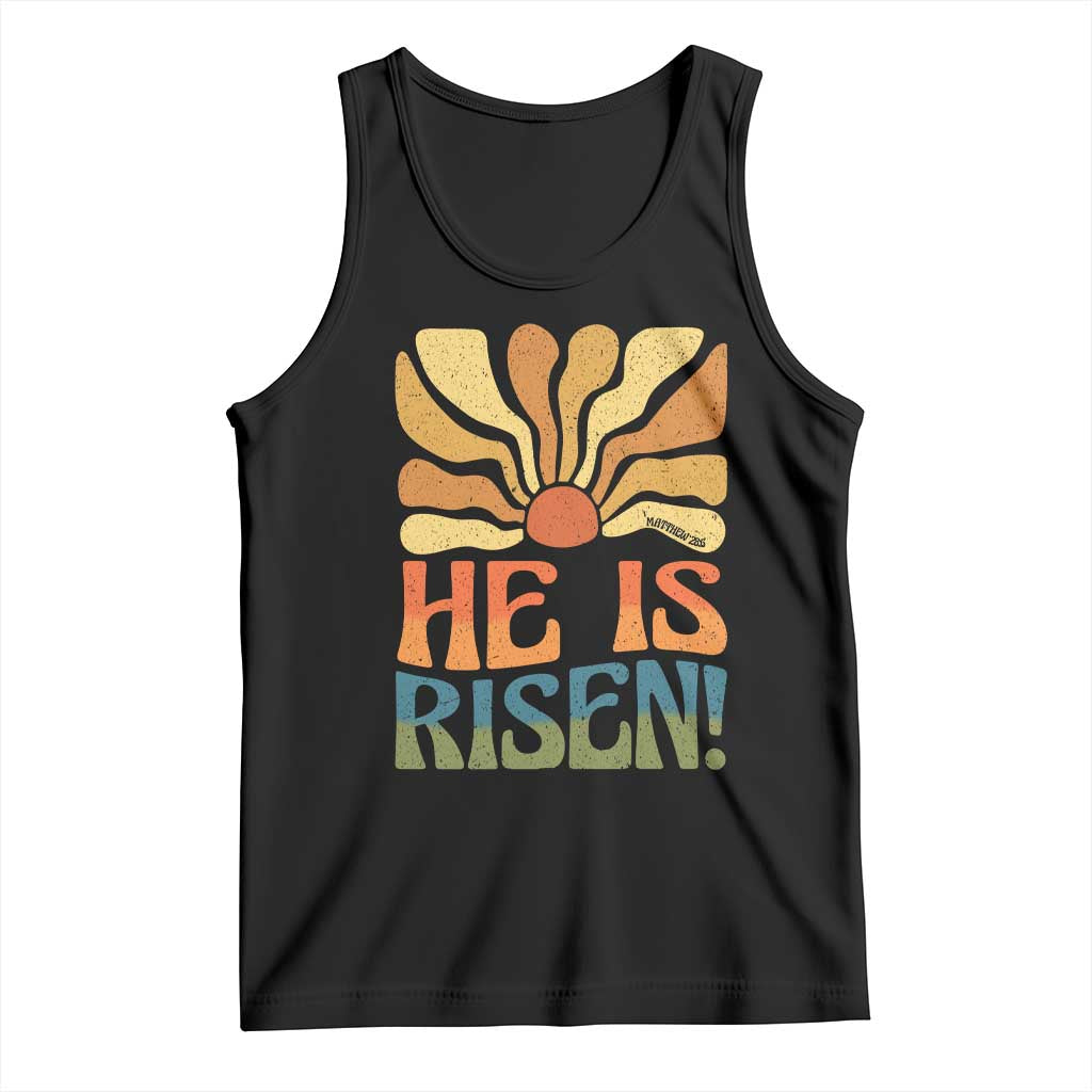 Retro Easter Tank Top Jesus He is Risen Matthew 28:6 Bible Verse Kids - Wonder Print Shop