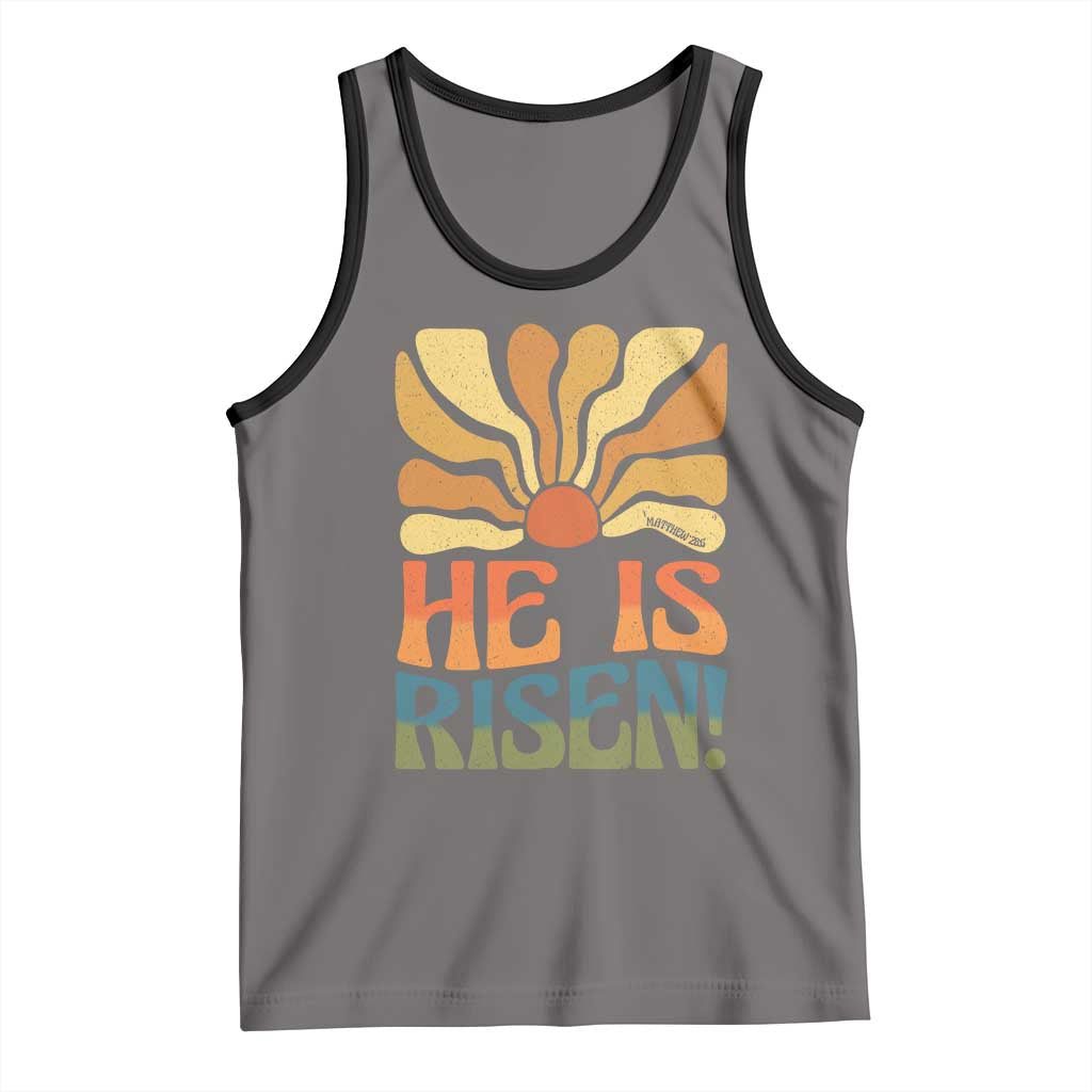 Retro Easter Tank Top Jesus He is Risen Matthew 28:6 Bible Verse Kids - Wonder Print Shop