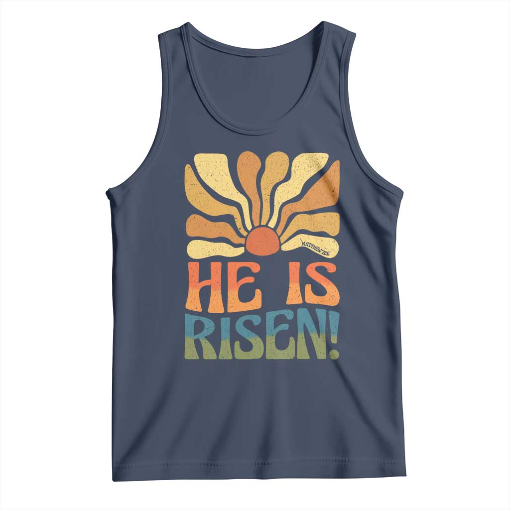 Retro Easter Tank Top Jesus He is Risen Matthew 28:6 Bible Verse Kids - Wonder Print Shop