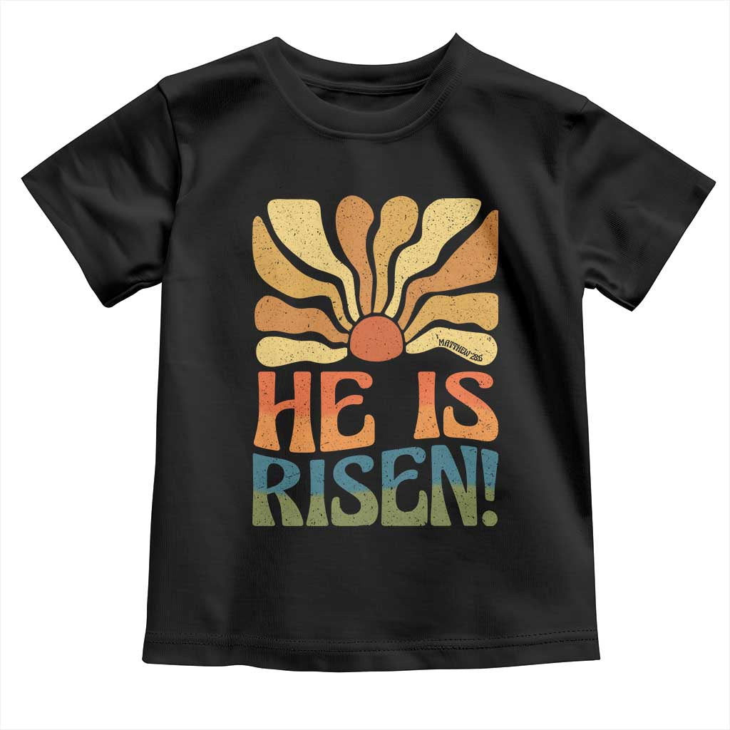 Retro Easter Toddler T Shirt Jesus He is Risen Matthew 28:6 Bible Verse Kids - Wonder Print Shop