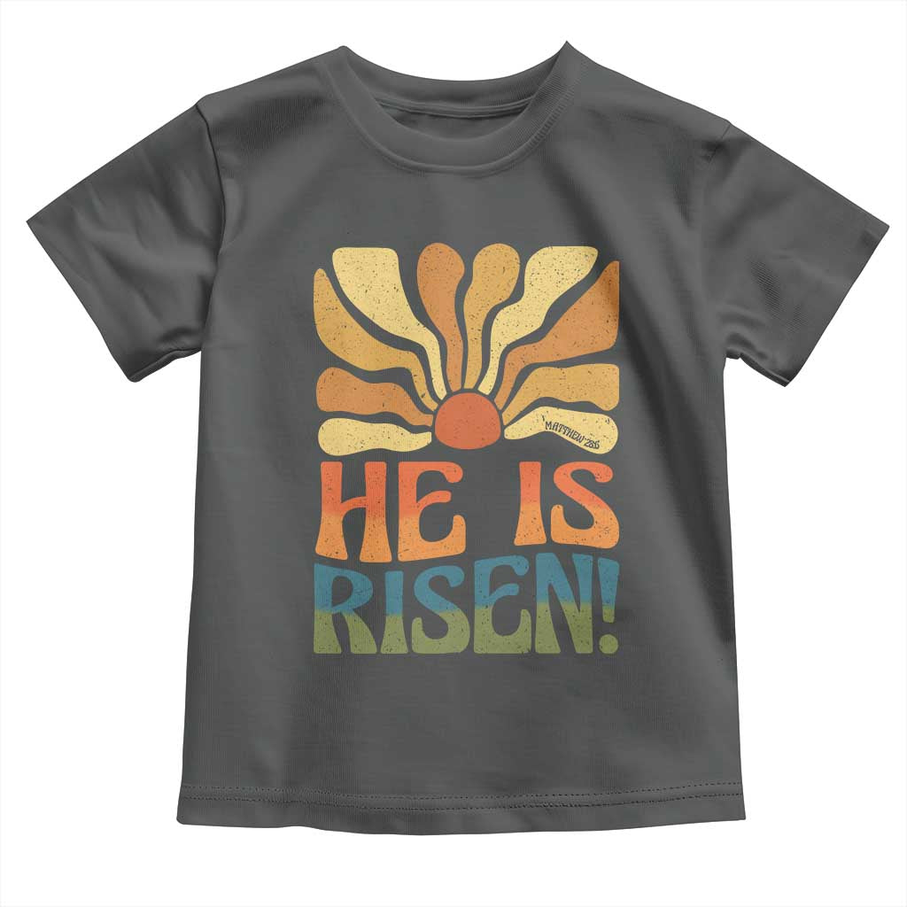 Retro Easter Toddler T Shirt Jesus He is Risen Matthew 28:6 Bible Verse Kids - Wonder Print Shop