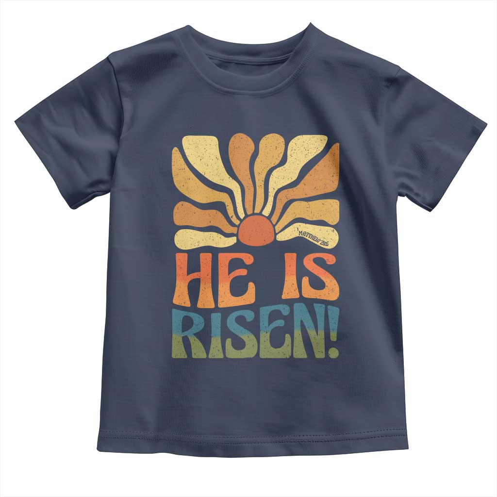 Retro Easter Toddler T Shirt Jesus He is Risen Matthew 28:6 Bible Verse Kids - Wonder Print Shop