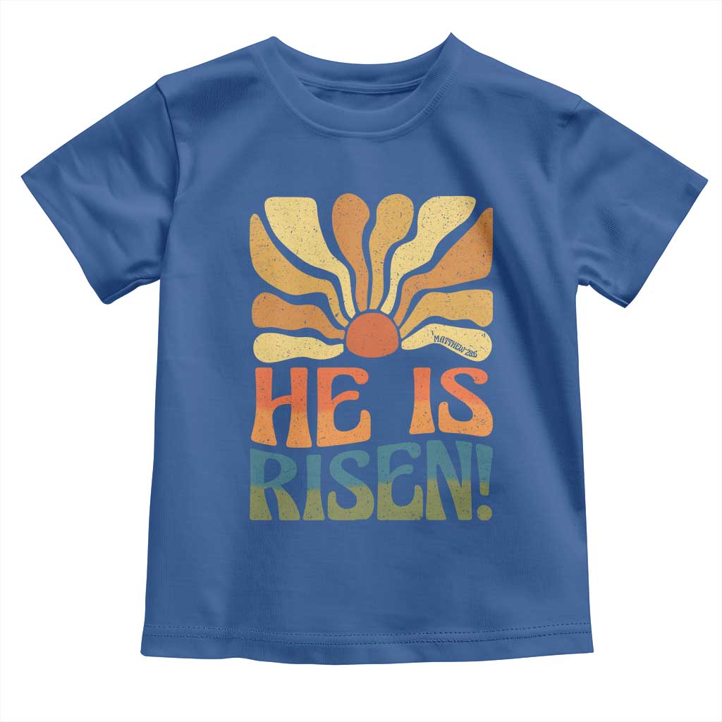 Retro Easter Toddler T Shirt Jesus He is Risen Matthew 28:6 Bible Verse Kids - Wonder Print Shop