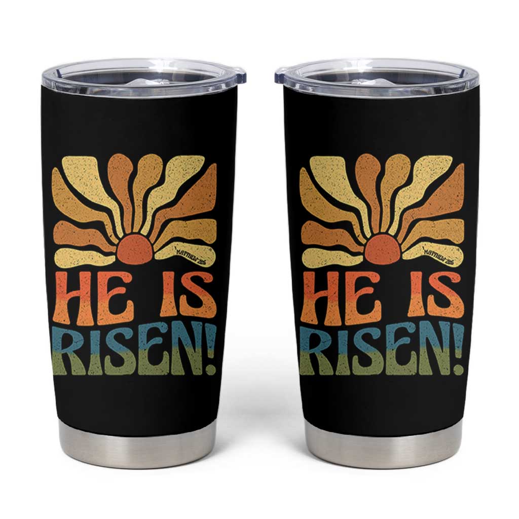 Retro Easter Tumbler Cup Jesus He is Risen Matthew 28:6 Bible Verse Kids - Wonder Print Shop