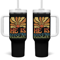 Retro Easter Tumbler With Handle Jesus He is Risen Matthew 28:6 Bible Verse Kids - Wonder Print Shop