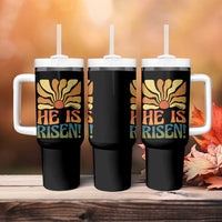 Retro Easter Tumbler With Handle Jesus He is Risen Matthew 28:6 Bible Verse Kids - Wonder Print Shop