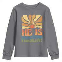 Retro Easter Youth Sweatshirt Jesus He is Risen Matthew 28:6 Bible Verse Kids - Wonder Print Shop