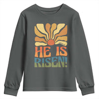 Retro Easter Youth Sweatshirt Jesus He is Risen Matthew 28:6 Bible Verse Kids - Wonder Print Shop