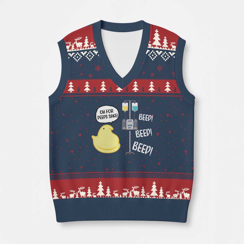 Bunny Nurse V-Neck Knit Sweater Vest Funny Peep Nursing Easter Nurse Gift - Wonder Print Shop