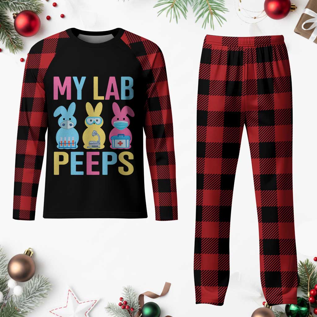 Easter Lab Tech Plaid Pajama Set Cute Bunny My Lab Peeps - Wonder Print Shop