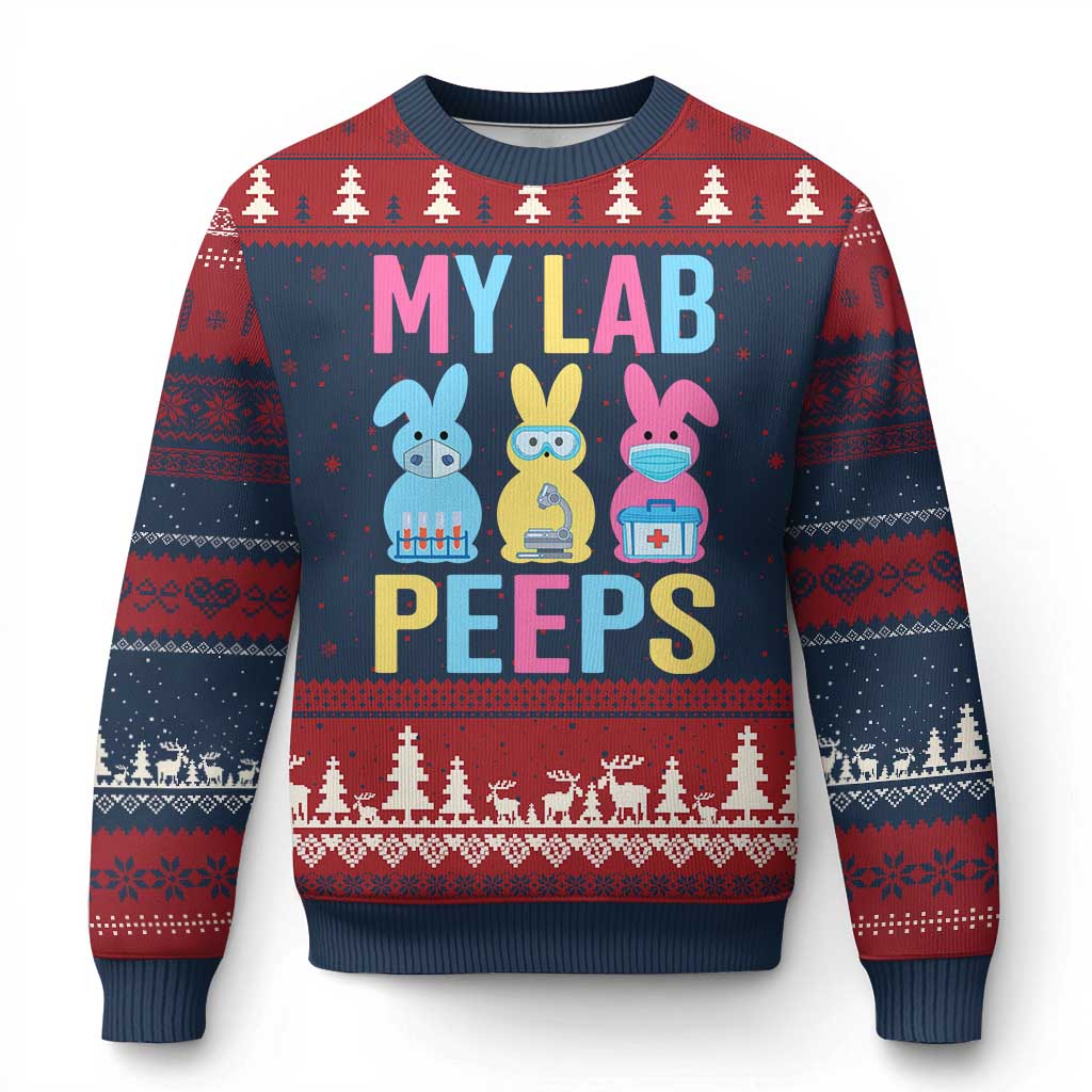 Easter Lab Tech Ugly Christmas Sweater Cute Bunny My Lab Peeps - Wonder Print Shop