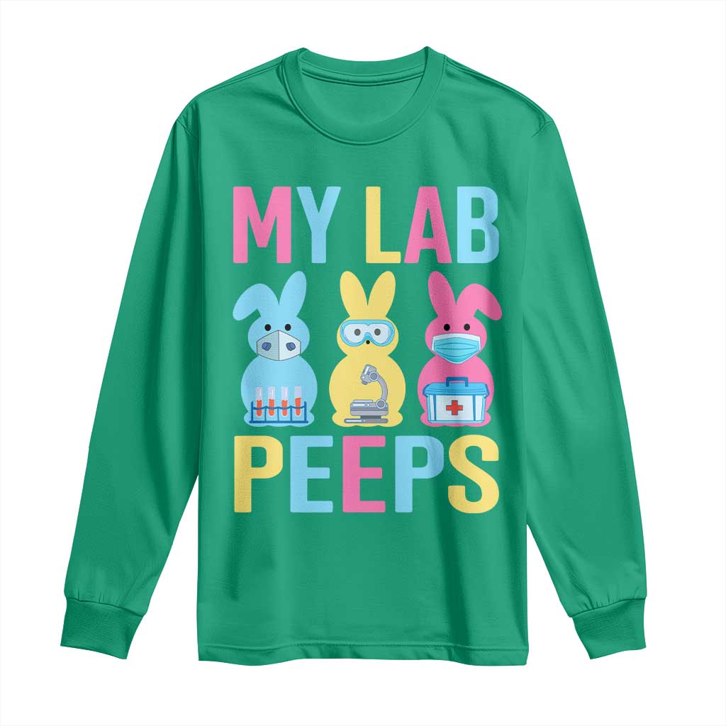 Easter Lab Tech Long Sleeve Shirt Cute Bunny My Lab Peeps - Wonder Print Shop
