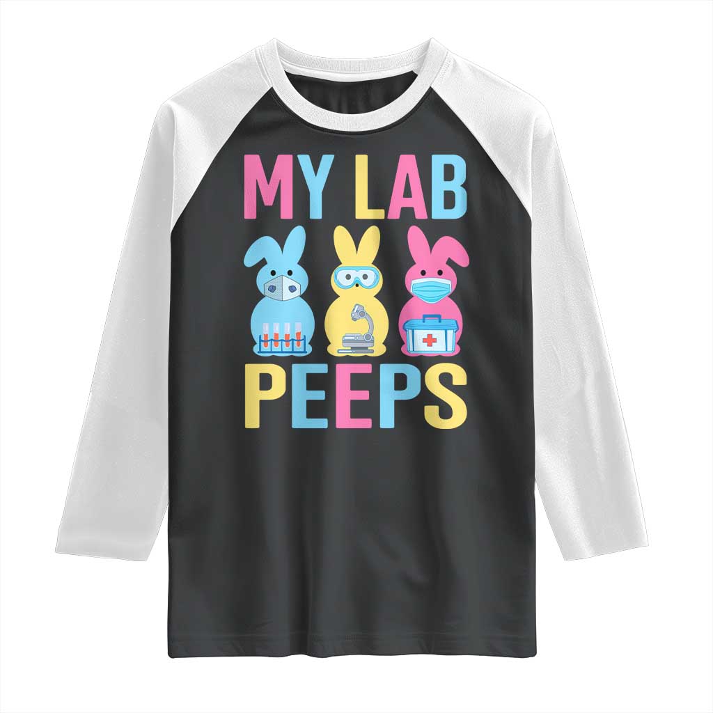 Easter Lab Tech Raglan Shirt Cute Bunny My Lab Peeps - Wonder Print Shop