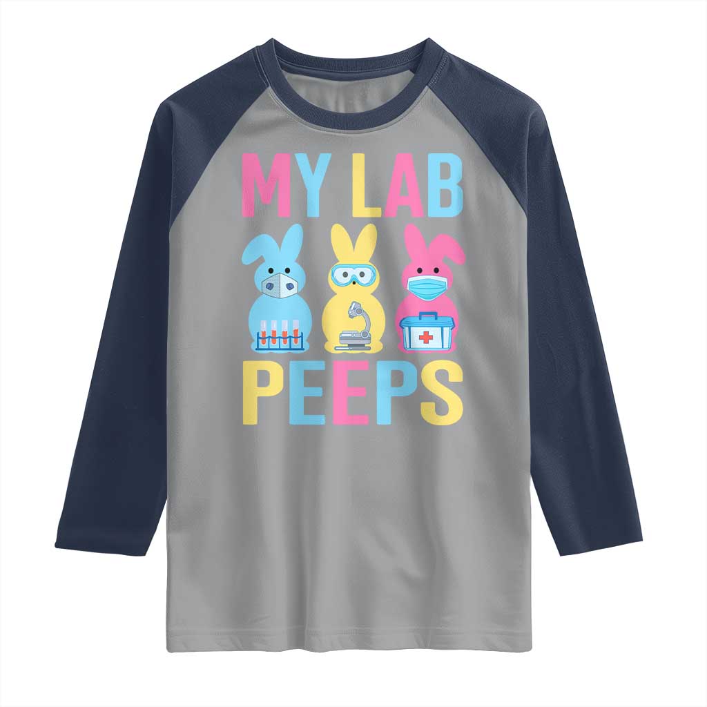 Easter Lab Tech Raglan Shirt Cute Bunny My Lab Peeps - Wonder Print Shop