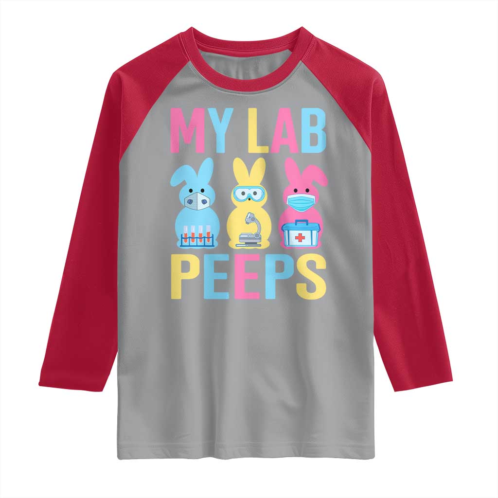 Easter Lab Tech Raglan Shirt Cute Bunny My Lab Peeps - Wonder Print Shop