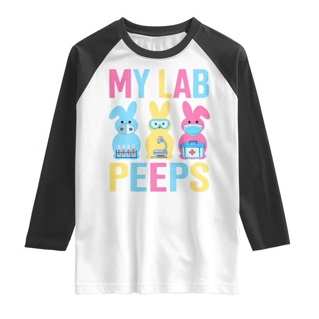 Easter Lab Tech Raglan Shirt Cute Bunny My Lab Peeps - Wonder Print Shop