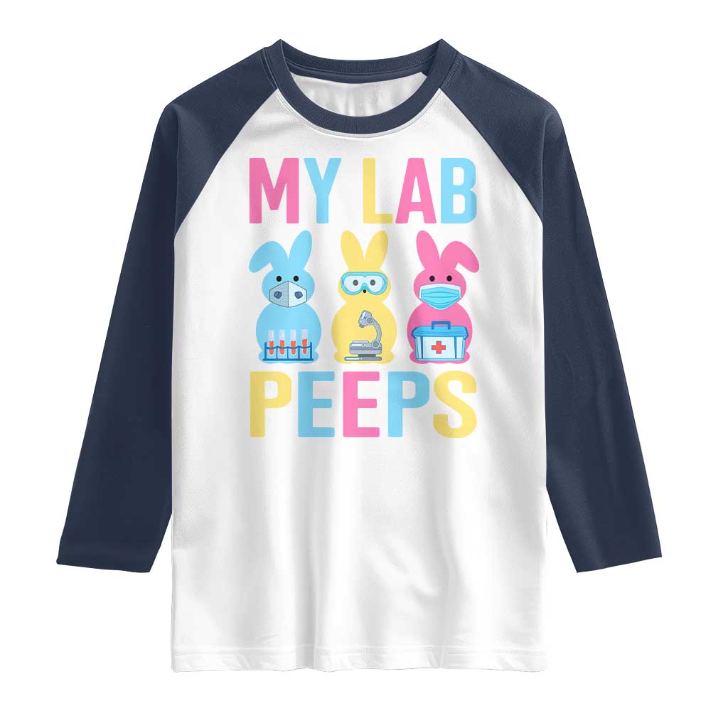Easter Lab Tech Raglan Shirt Cute Bunny My Lab Peeps - Wonder Print Shop