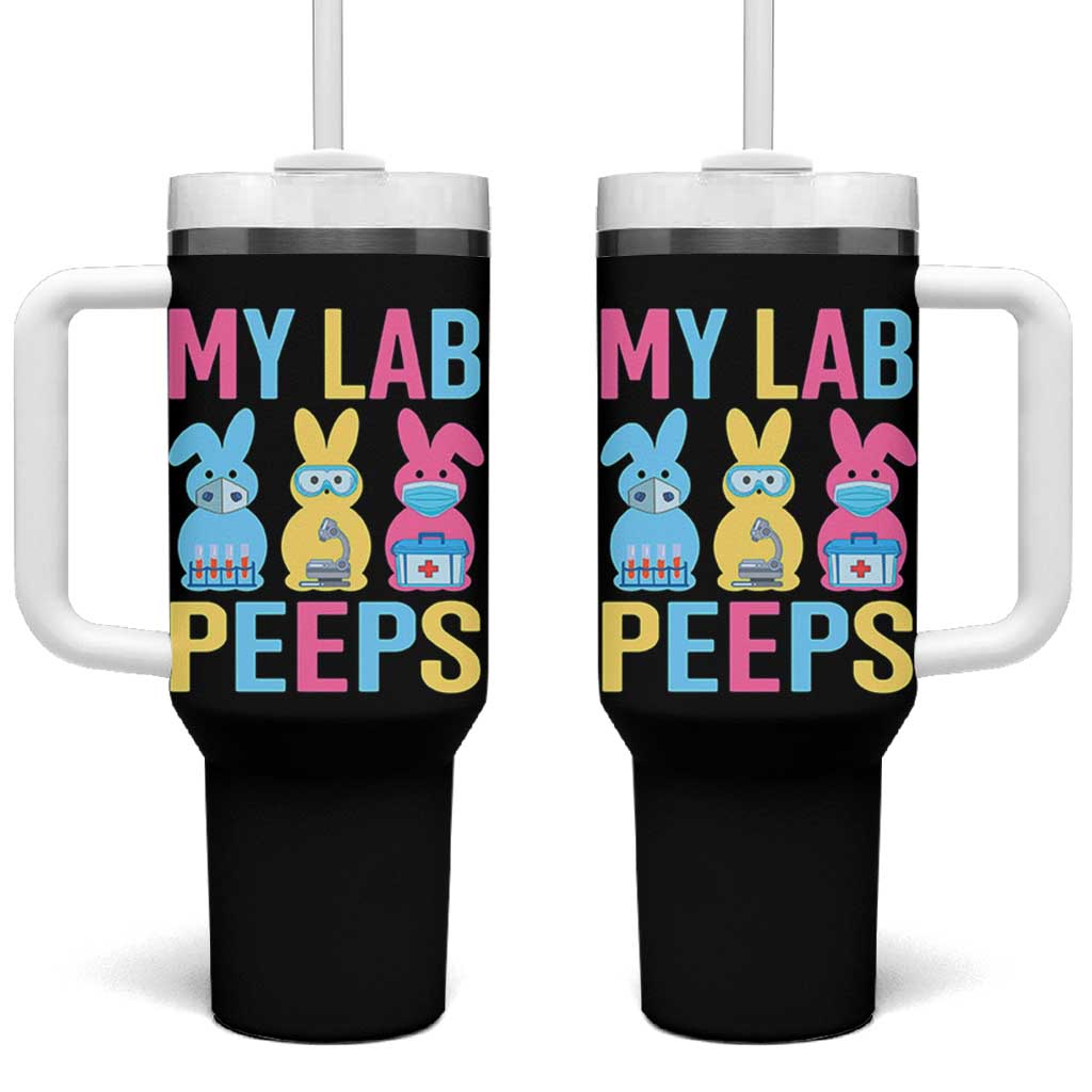 Easter Lab Tech Tumbler With Handle Cute Bunny My Lab Peeps - Wonder Print Shop