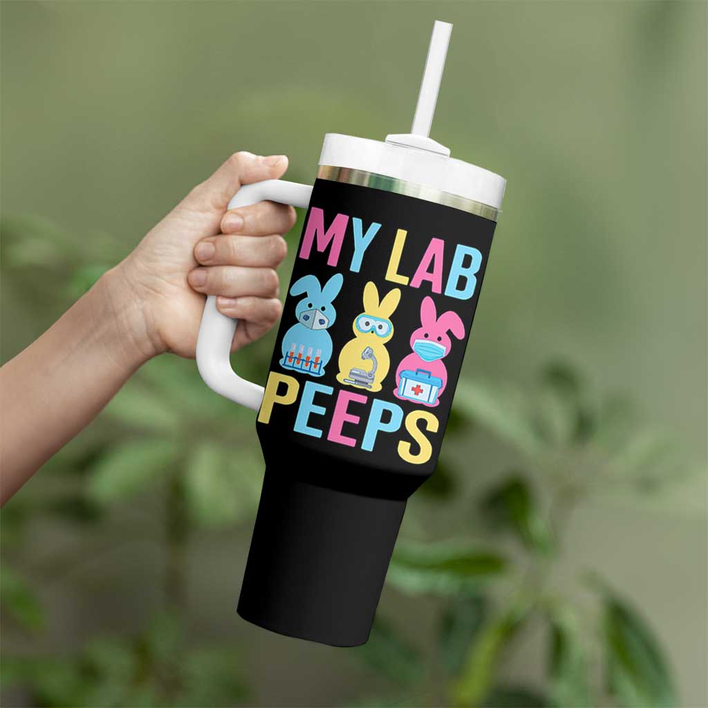Easter Lab Tech Tumbler With Handle Cute Bunny My Lab Peeps - Wonder Print Shop
