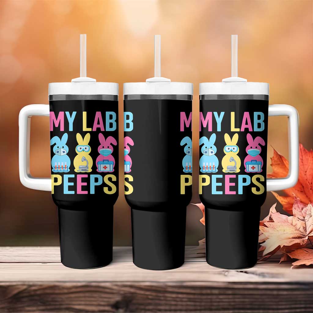 Easter Lab Tech Tumbler With Handle Cute Bunny My Lab Peeps - Wonder Print Shop