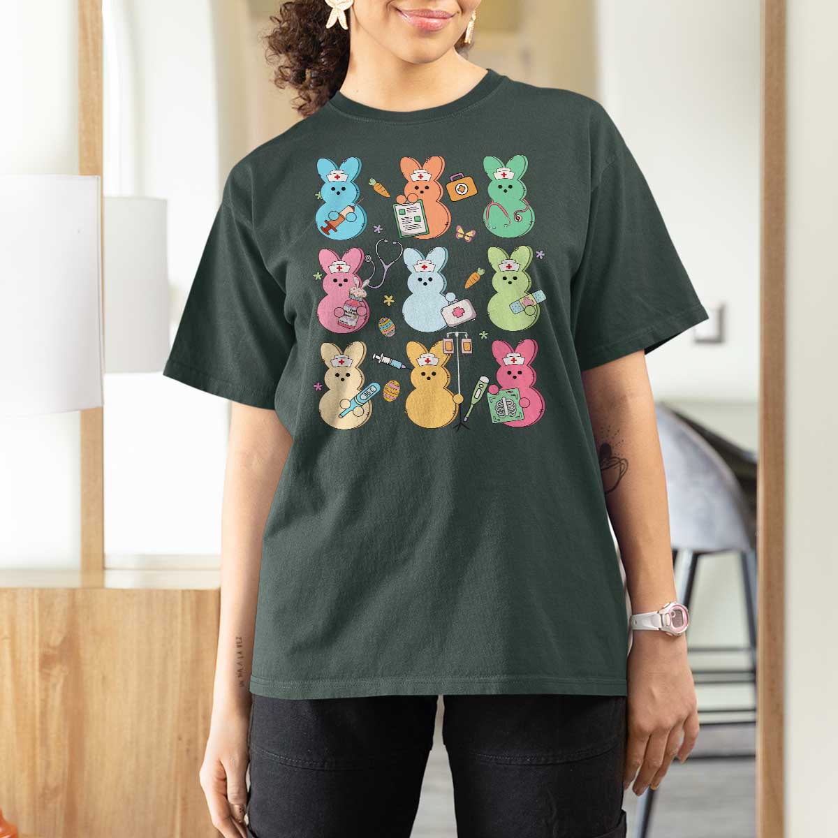 Easter Nurse Bunny T Shirt For Women Funny Nursing Easter Spring Nurse Gift - Wonder Print Shop