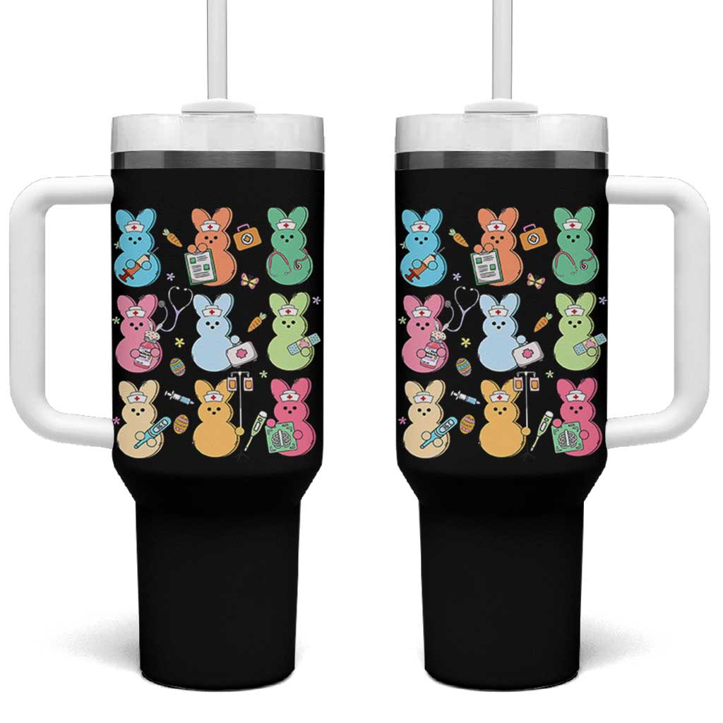 Easter Nurse Bunny Tumbler With Handle Funny Nursing Easter Spring Nurse Gift - Wonder Print Shop