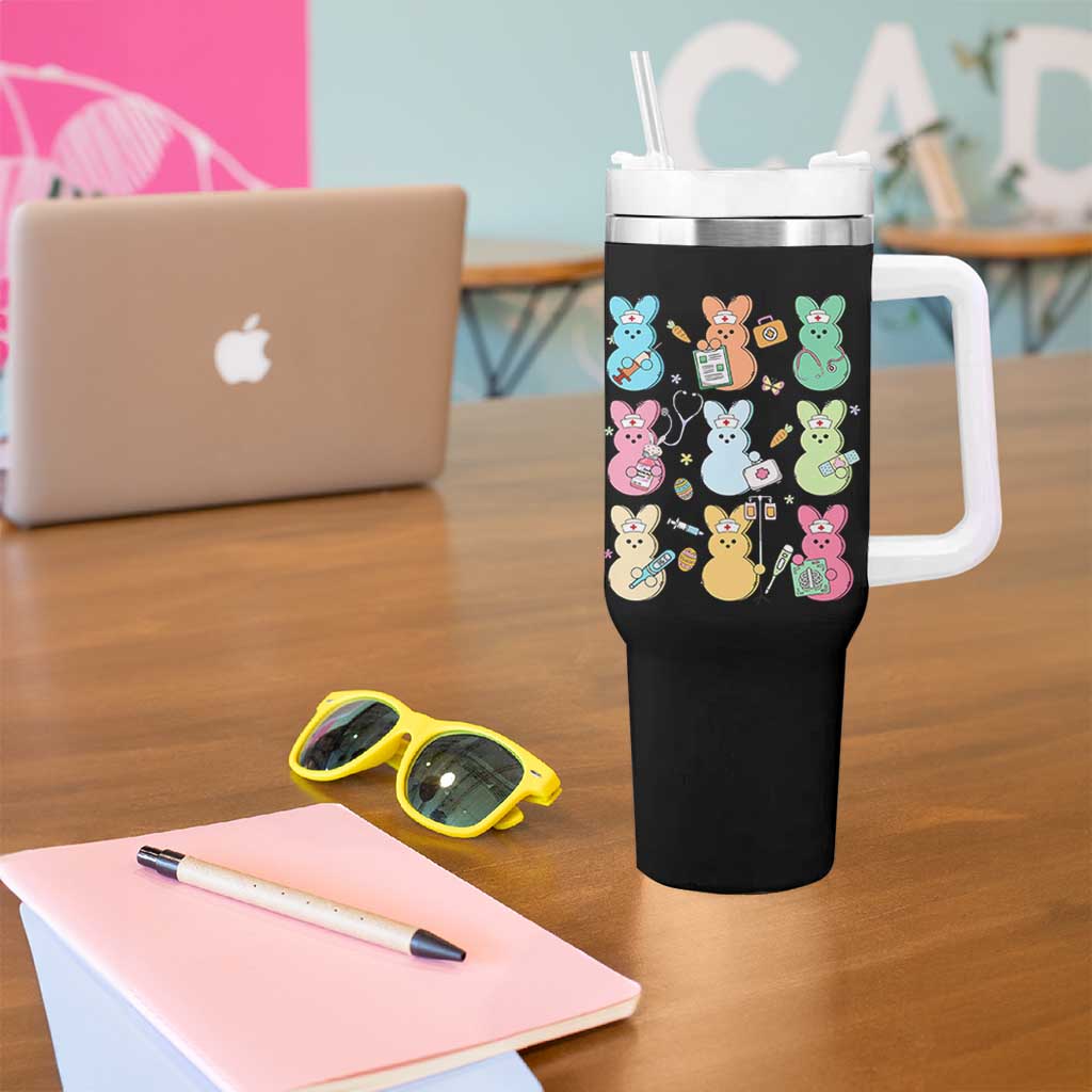Easter Nurse Bunny Tumbler With Handle Funny Nursing Easter Spring Nurse Gift - Wonder Print Shop