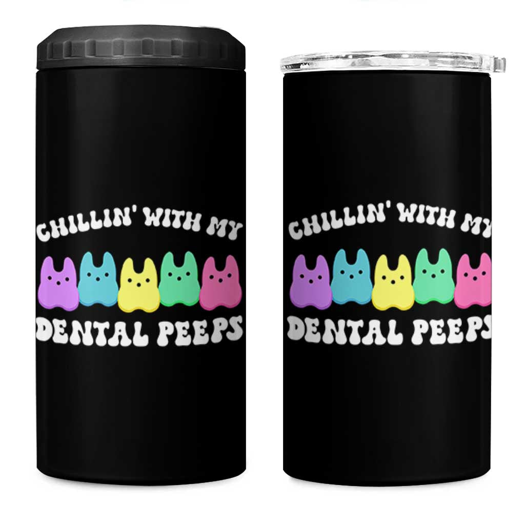 Easter Dental Bunny 4 in 1 Can Cooler Tumbler Chilling With My Dental Peeps - Wonder Print Shop