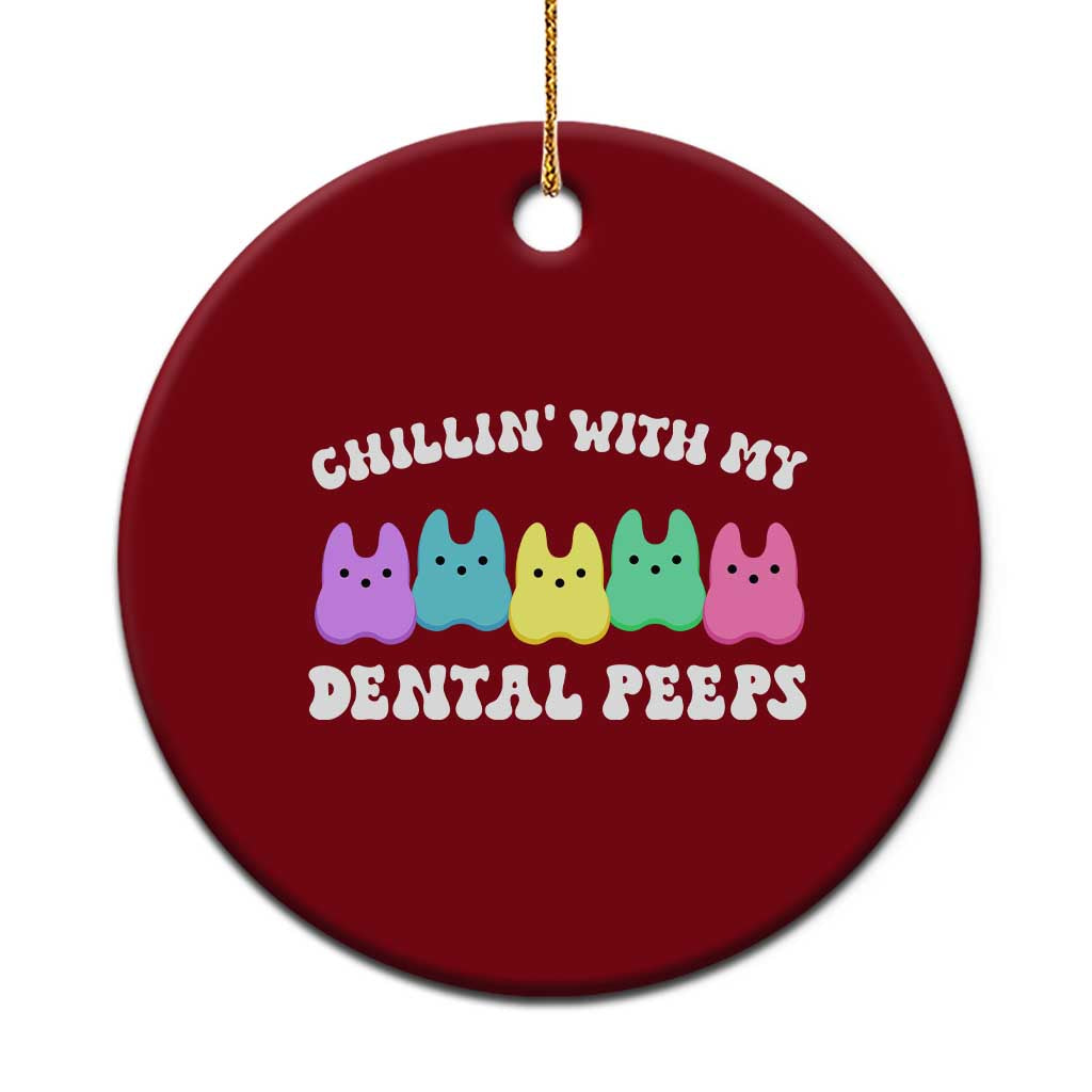 Easter Dental Bunny Ceramic Ornament Chilling With My Dental Peeps - Wonder Print Shop