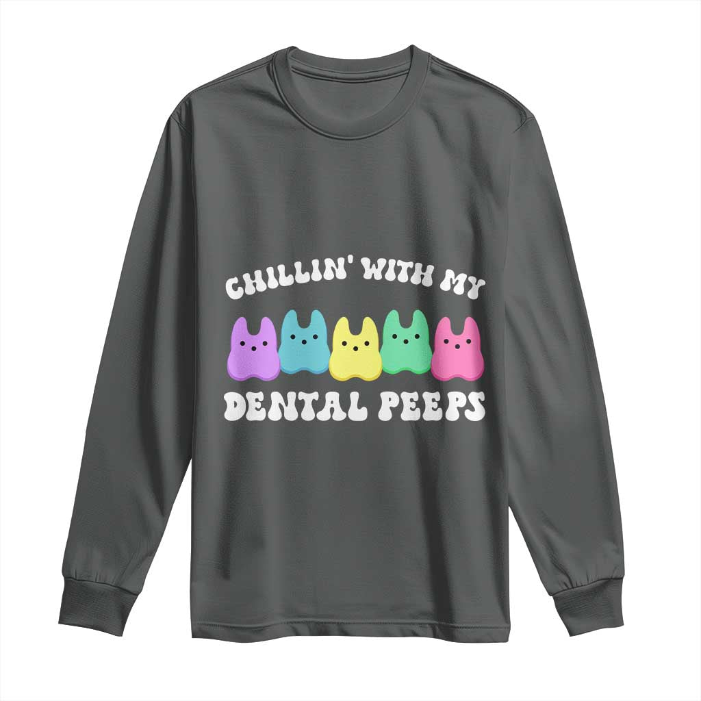 Easter Dental Bunny Long Sleeve Shirt Chilling With My Dental Peeps - Wonder Print Shop