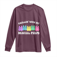 Easter Dental Bunny Long Sleeve Shirt Chilling With My Dental Peeps - Wonder Print Shop