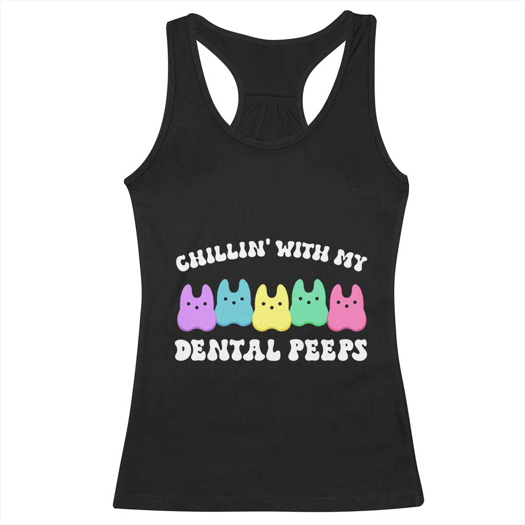 Easter Dental Bunny Racerback Tank Top Chilling With My Dental Peeps - Wonder Print Shop