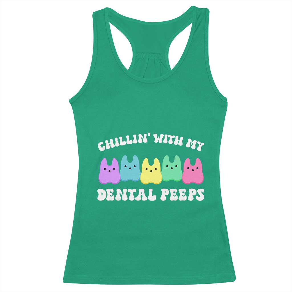 Easter Dental Bunny Racerback Tank Top Chilling With My Dental Peeps - Wonder Print Shop