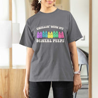 Easter Dental Bunny T Shirt For Women Chilling With My Dental Peeps - Wonder Print Shop