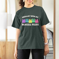 Easter Dental Bunny T Shirt For Women Chilling With My Dental Peeps - Wonder Print Shop