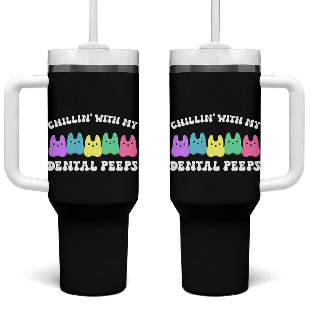Easter Dental Bunny Tumbler With Handle Chilling With My Dental Peeps - Wonder Print Shop
