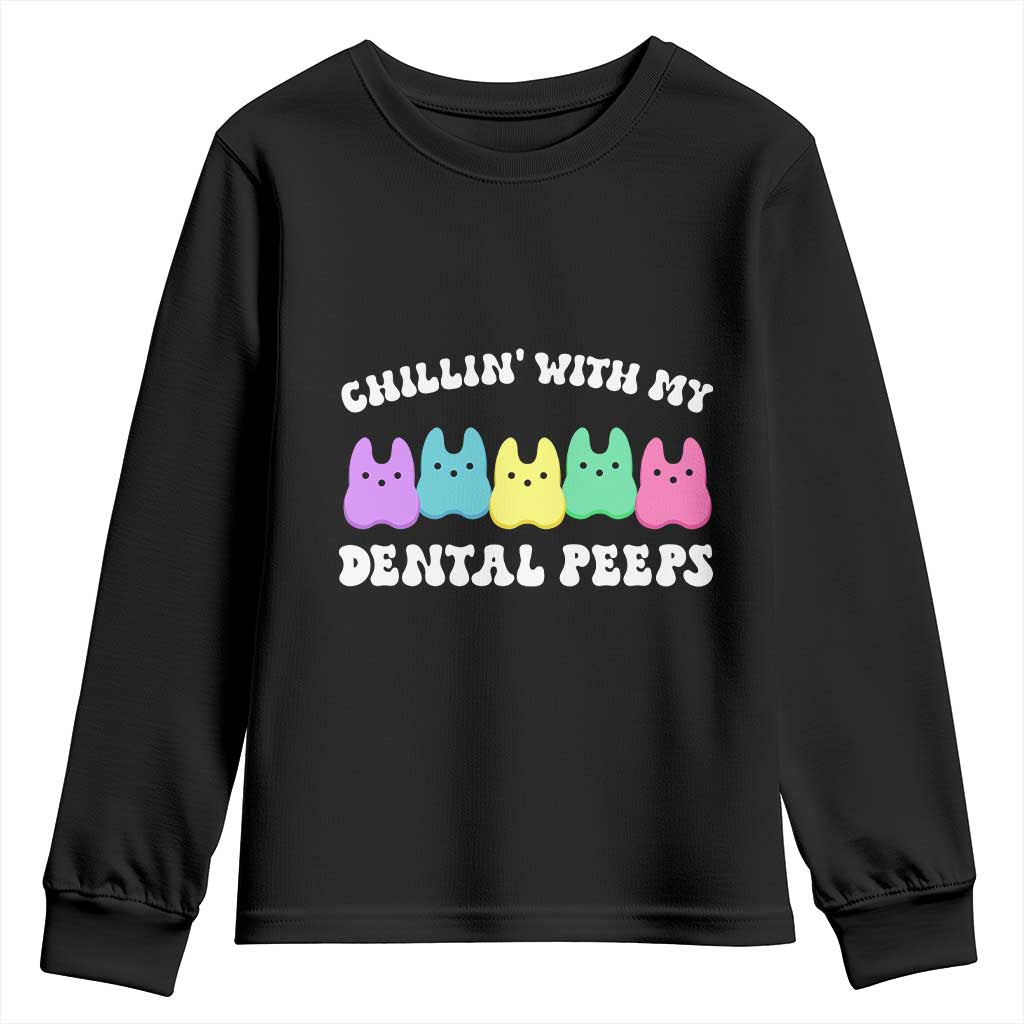 Easter Dental Bunny Youth Sweatshirt Chilling With My Dental Peeps - Wonder Print Shop