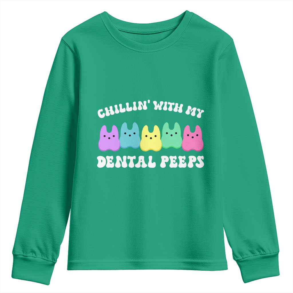 Easter Dental Bunny Youth Sweatshirt Chilling With My Dental Peeps - Wonder Print Shop