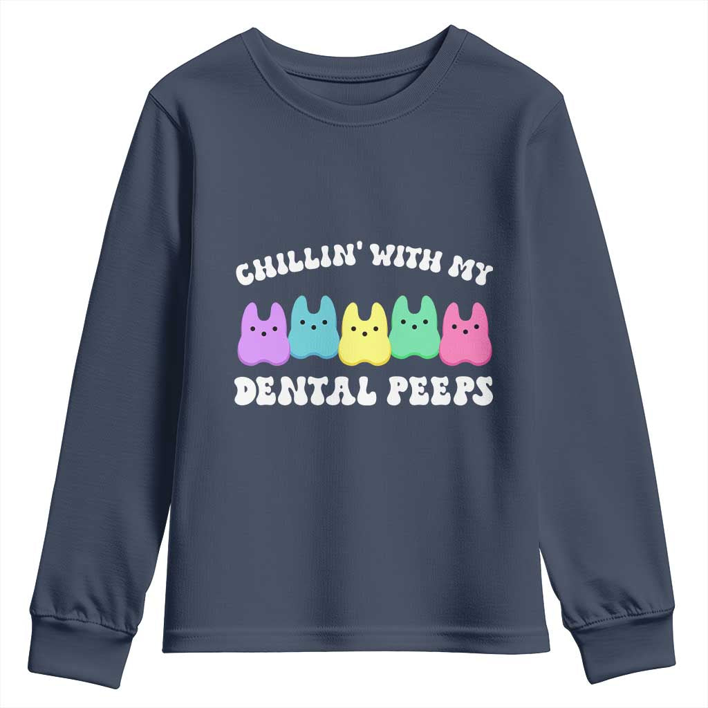 Easter Dental Bunny Youth Sweatshirt Chilling With My Dental Peeps - Wonder Print Shop