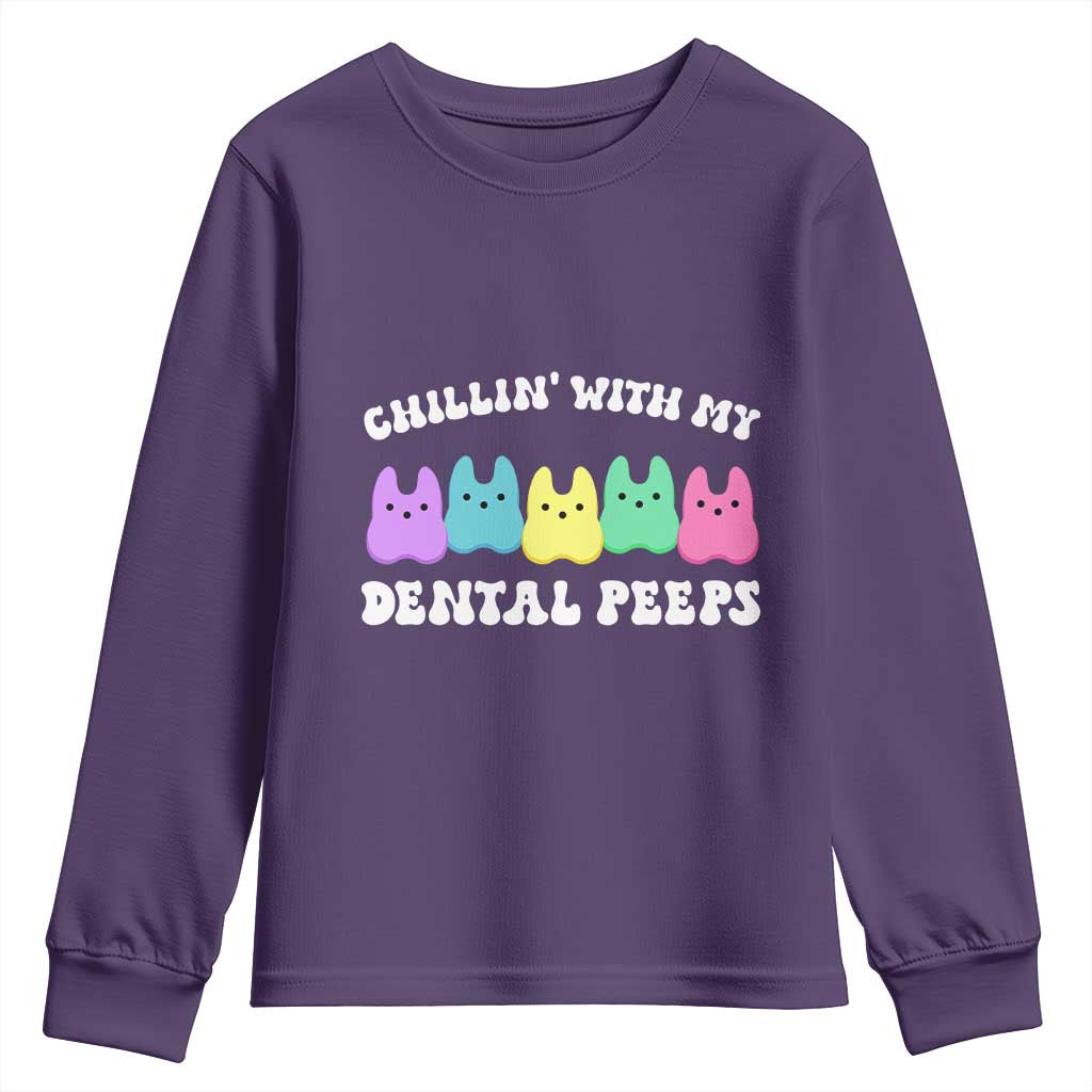 Easter Dental Bunny Youth Sweatshirt Chilling With My Dental Peeps - Wonder Print Shop