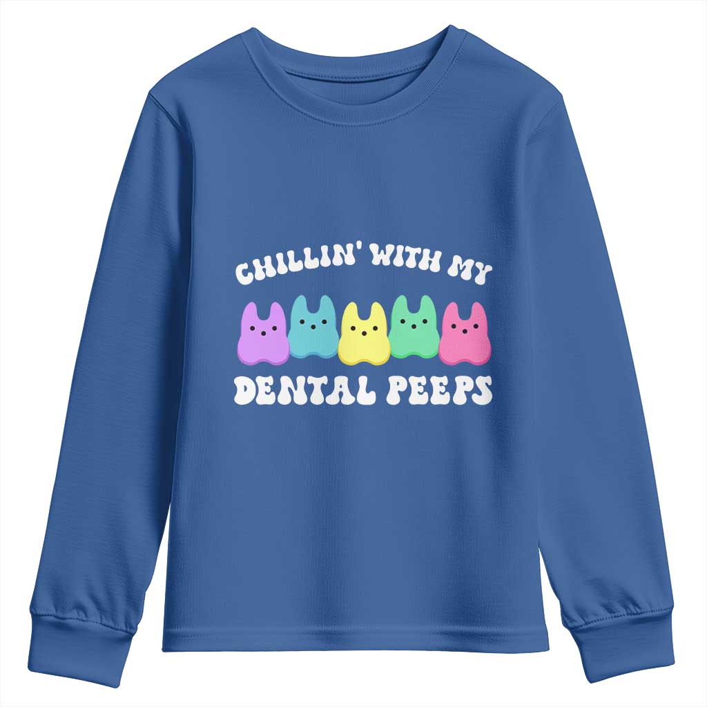 Easter Dental Bunny Youth Sweatshirt Chilling With My Dental Peeps - Wonder Print Shop