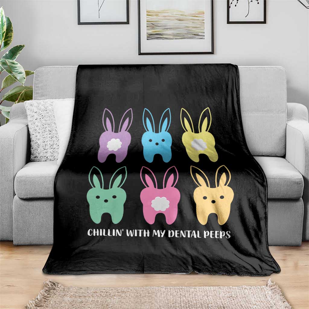 Easter Dentist Throw Blanket Chilling With My Dental Peeps Bunny - Wonder Print Shop
