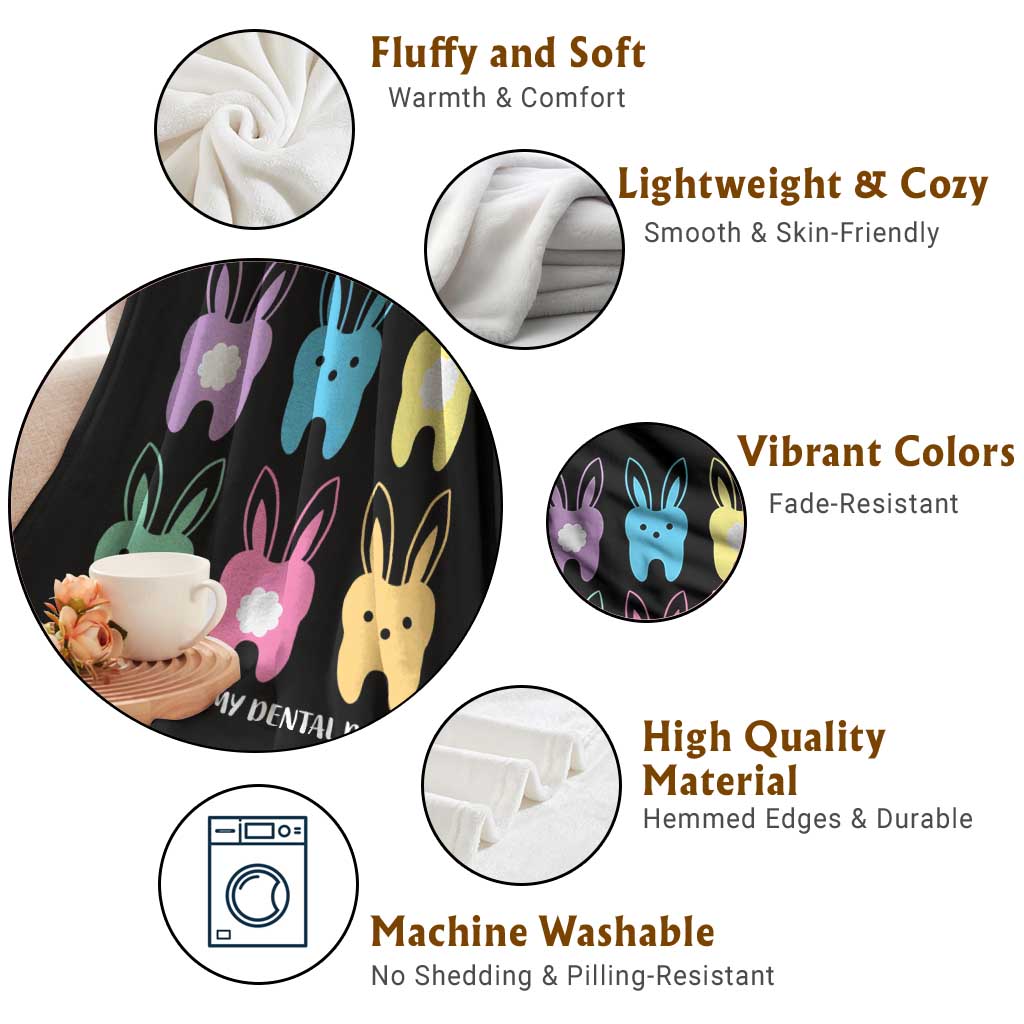 Easter Dentist Throw Blanket Chilling With My Dental Peeps Bunny - Wonder Print Shop