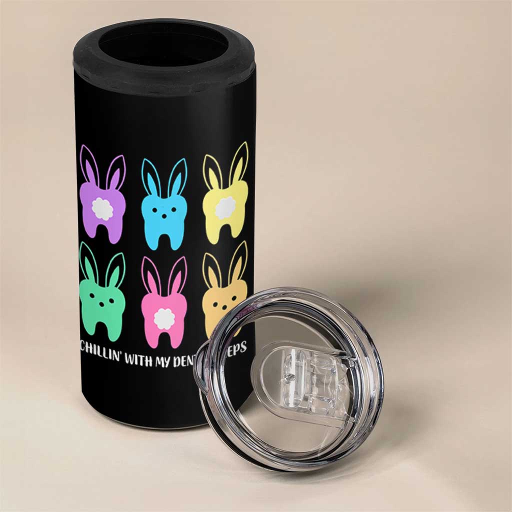 Easter Dentist 4 in 1 Can Cooler Tumbler Chilling With My Dental Peeps Bunny - Wonder Print Shop