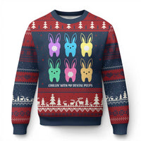 Easter Dentist Ugly Christmas Sweater Chilling With My Dental Peeps Bunny - Wonder Print Shop