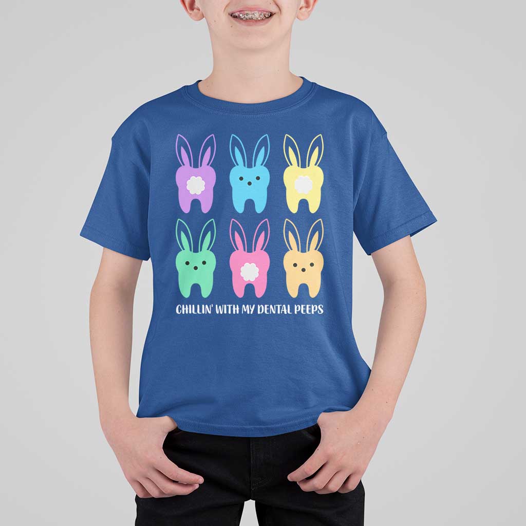 Easter Dentist T Shirt For Kid Chilling With My Dental Peeps Bunny - Wonder Print Shop