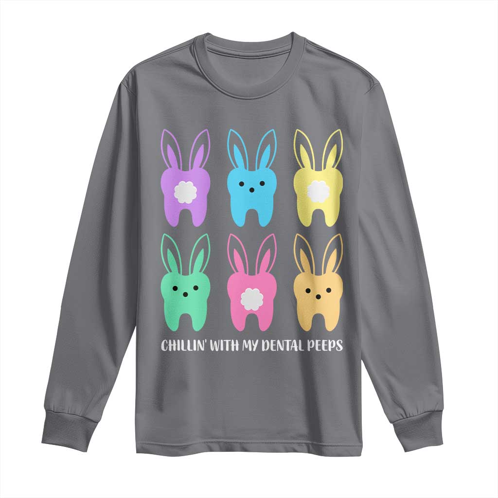 Easter Dentist Long Sleeve Shirt Chilling With My Dental Peeps Bunny - Wonder Print Shop